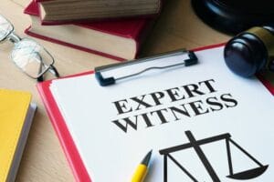 Expert witness is shown using a text